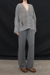 Mutedance 24 Autumn and Winter Flower Dye V-Neck Top Series MD-MD24FW58-GRAY MD24FW58 MD24FW59